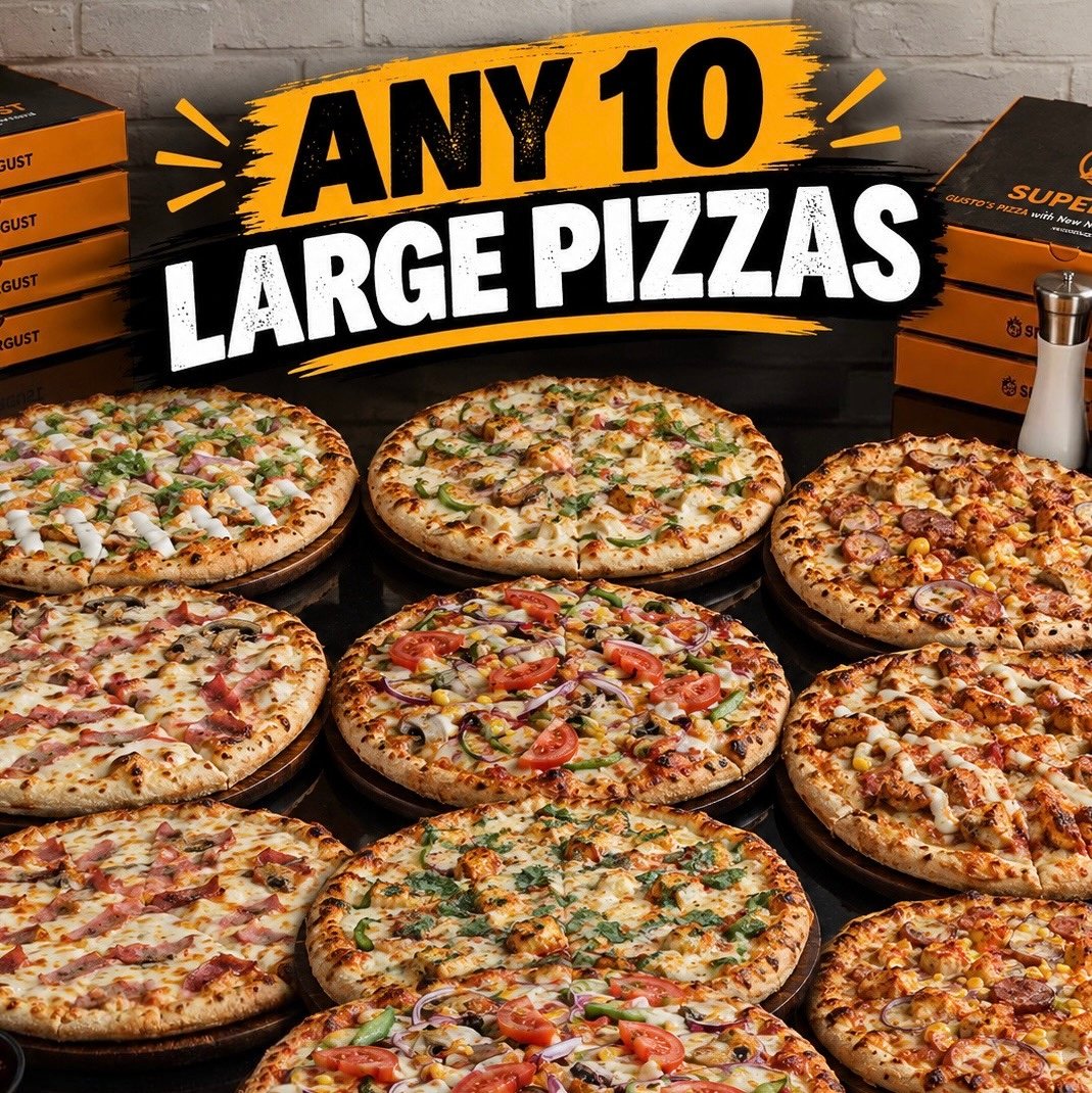 Any 10 Large Pizzas